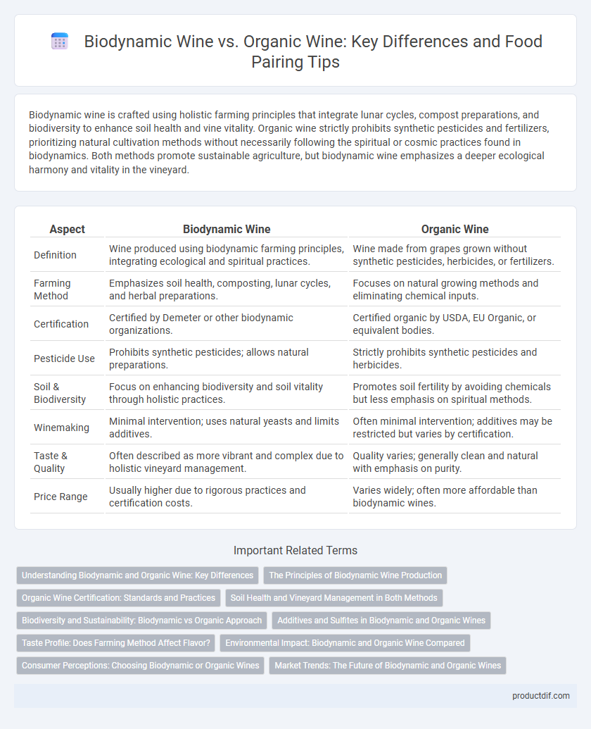 Biodynamic Wine vs. Organic Wine: Key Differences and Food Pairing Tips