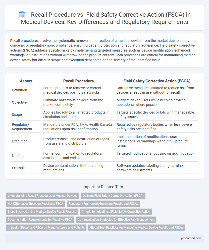 Recall Procedure vs. Field Safety Corrective Action (FSCA) in Medical Devices: Key Differences and Regulatory Requirements