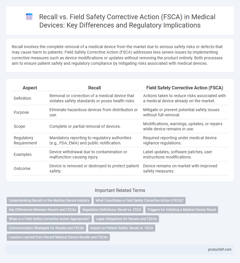 Recall vs. Field Safety Corrective Action (FSCA) in Medical Devices: Key Differences and Regulatory Implications