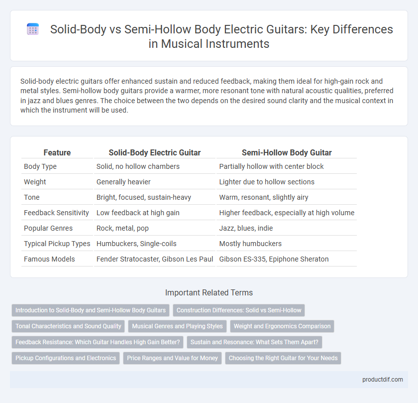 Solid-Body vs Semi-Hollow Body Electric Guitars: Key Differences in Musical Instruments
