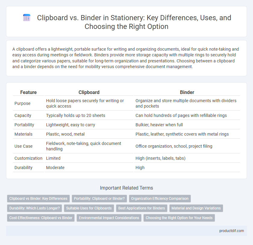 Clipboard vs. Binder in Stationery: Key Differences, Uses, and Choosing the Right Option