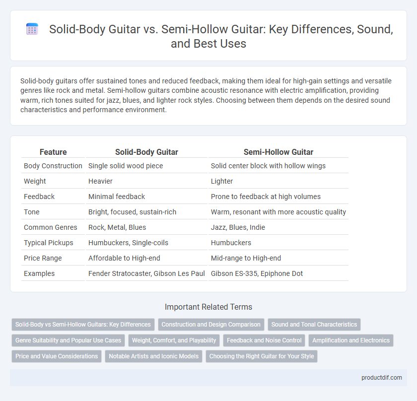 Solid-Body Guitar vs. Semi-Hollow Guitar: Key Differences, Sound, and Best Uses