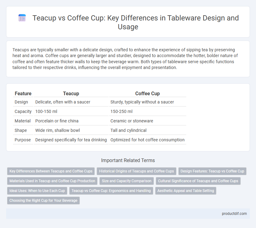 Teacup vs Coffee Cup: Key Differences in Tableware Design and Usage