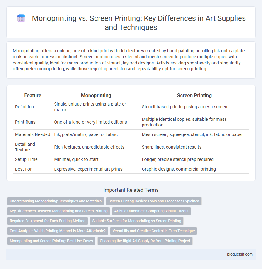 Monoprinting vs. Screen Printing: Key Differences in Art Supplies and Techniques