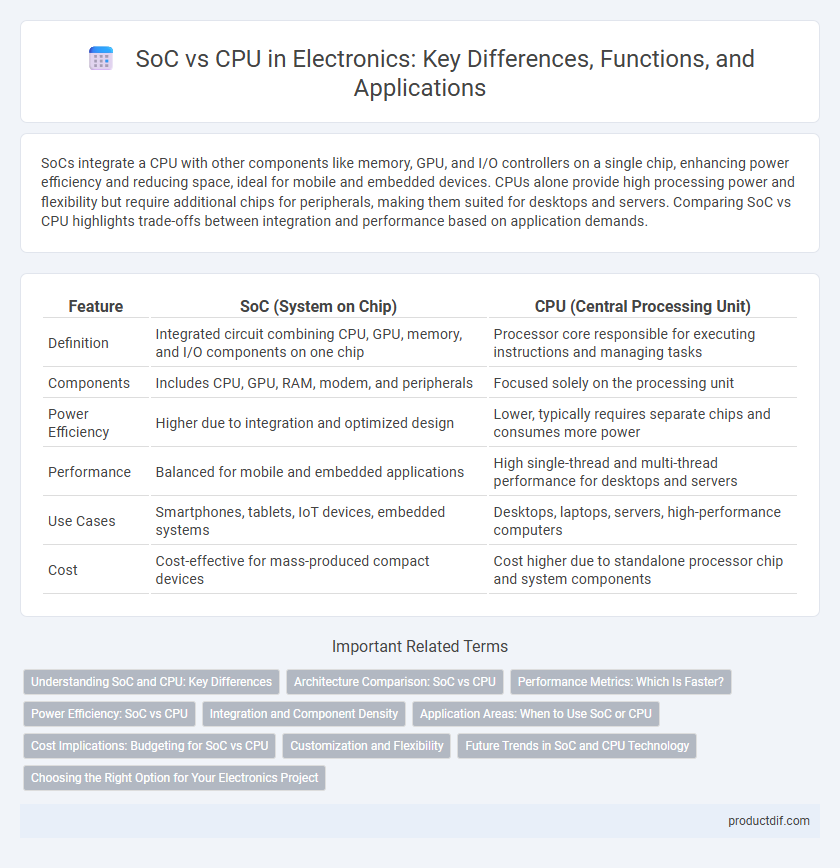 SoC vs CPU in Electronics: Key Differences, Functions, and Applications