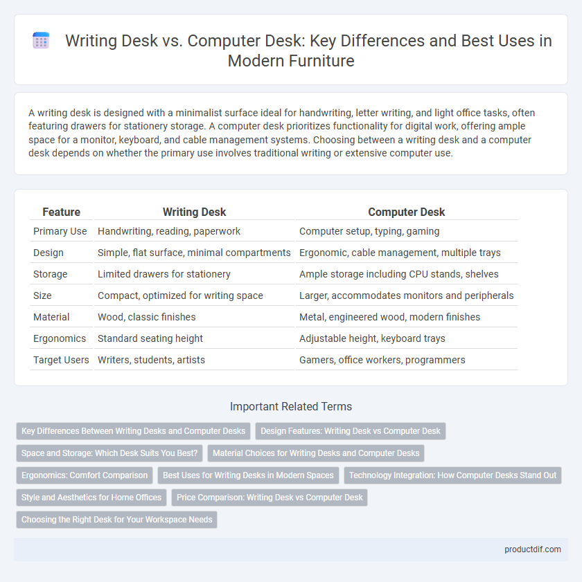Writing Desk vs. Computer Desk: Key Differences and Best Uses in Modern Furniture