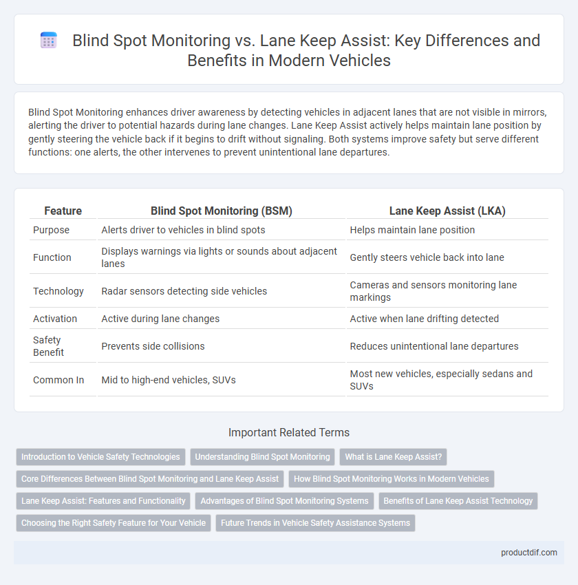 Blind Spot Monitoring vs. Lane Keep Assist: Key Differences and Benefits in Modern Vehicles