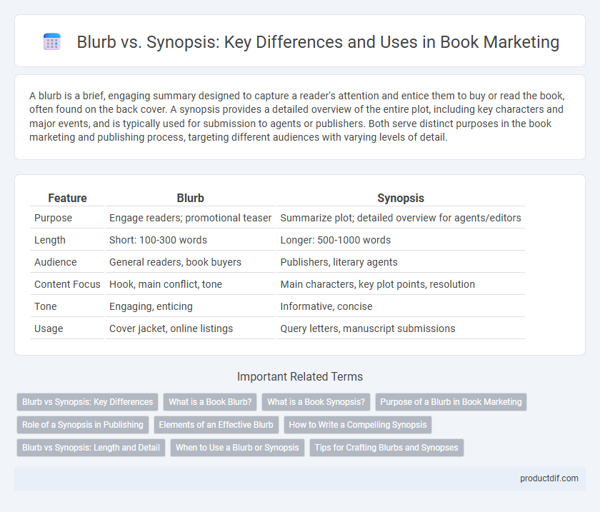 Blurb vs. Synopsis: Key Differences and Uses in Book Marketing