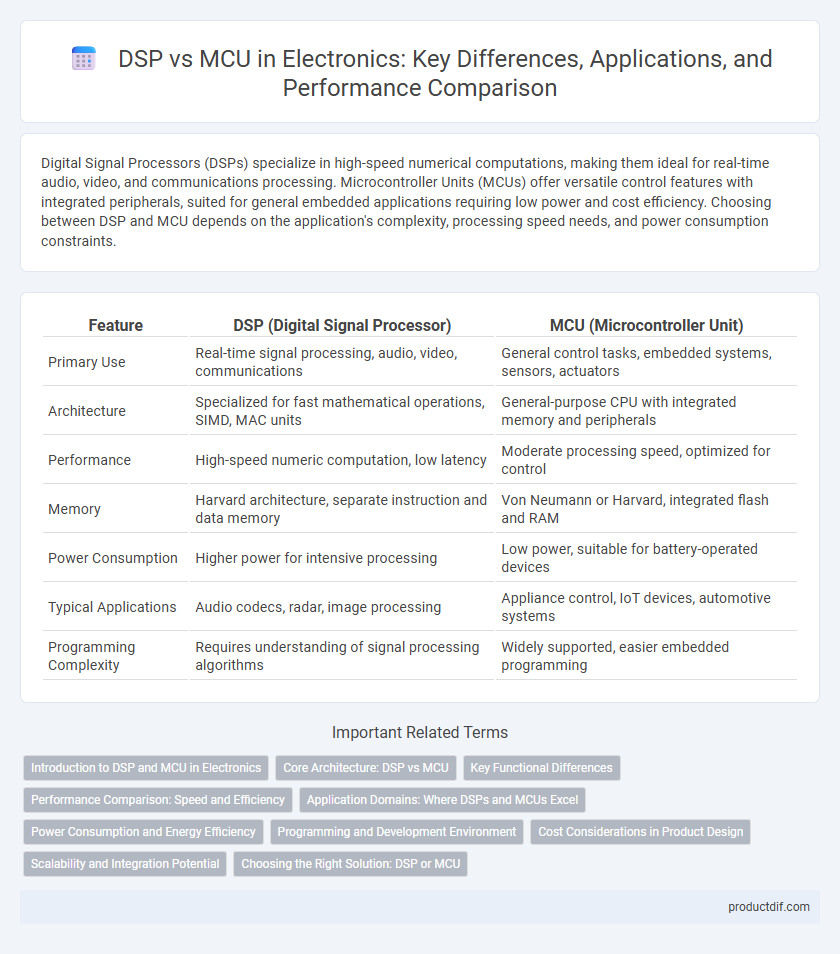 DSP vs MCU in Electronics: Key Differences, Applications, and Performance Comparison