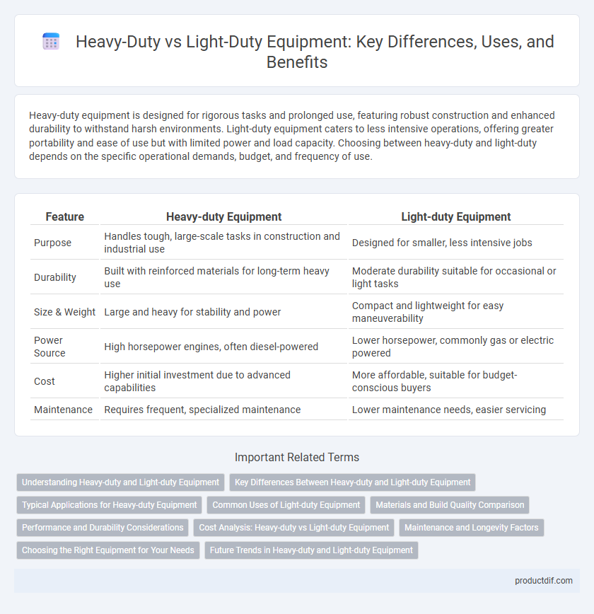 Heavy-Duty vs Light-Duty Equipment: Key Differences, Uses, and Benefits