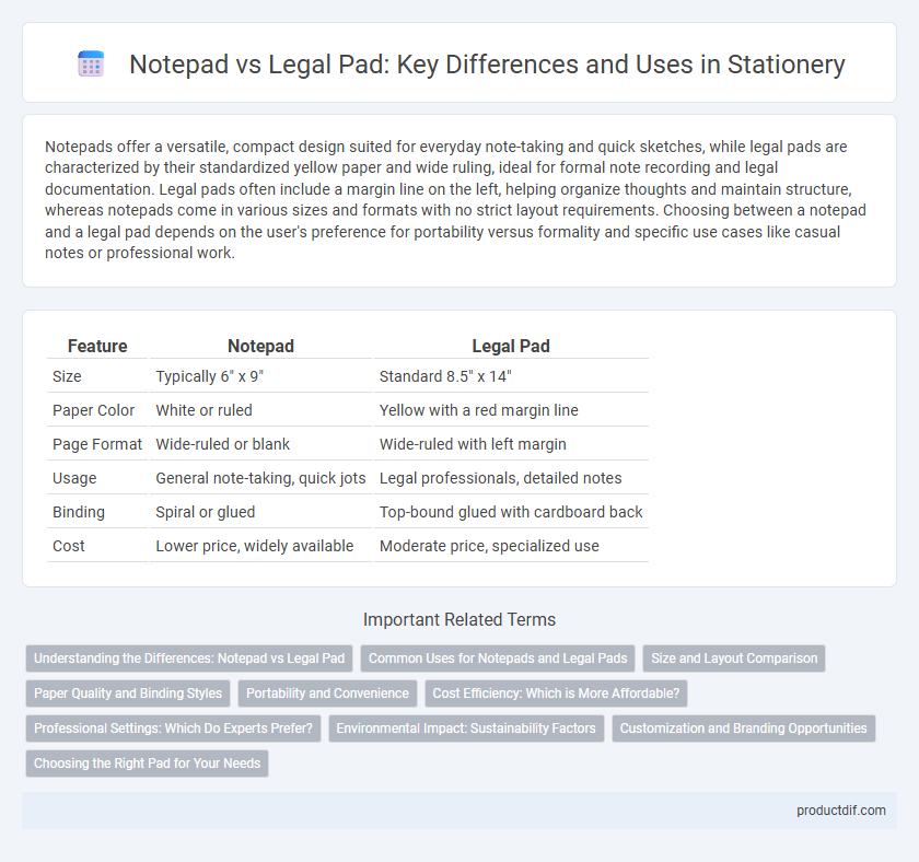 Notepad vs Legal Pad: Key Differences and Uses in Stationery