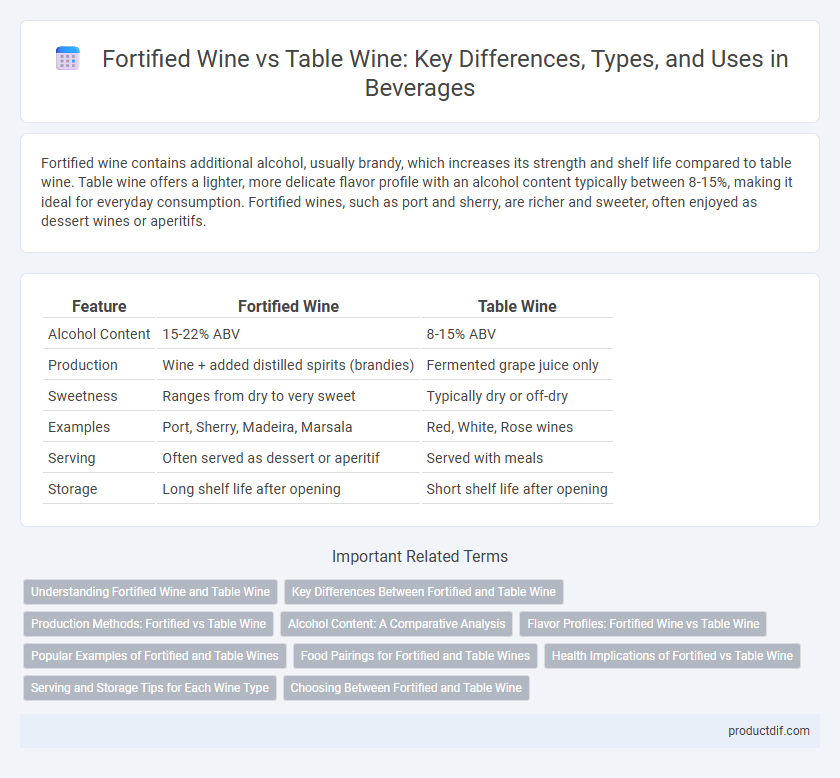 Fortified Wine vs Table Wine: Key Differences, Types, and Uses in Beverages