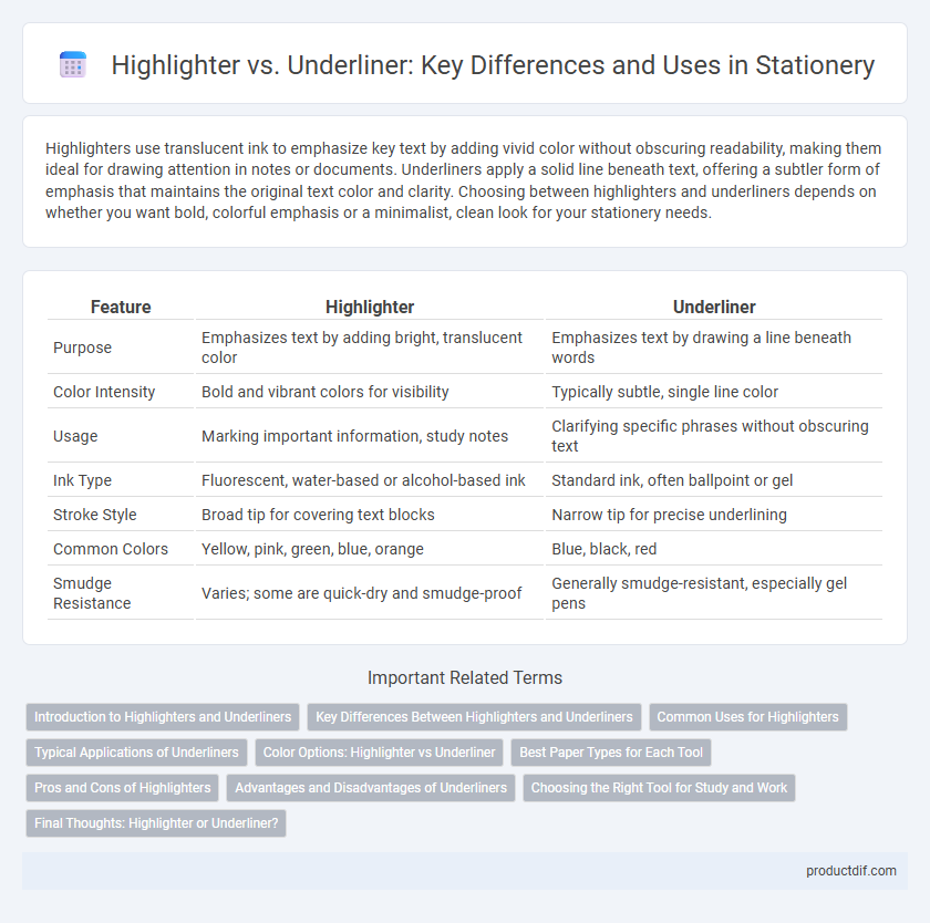 Highlighter vs. Underliner: Key Differences and Uses in Stationery