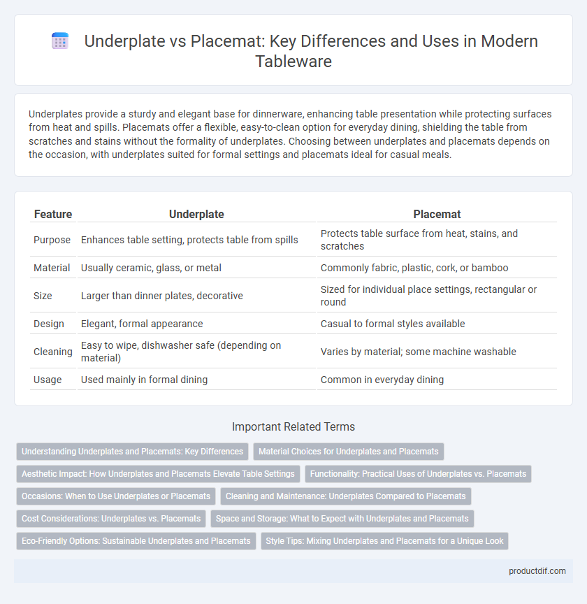 Underplate vs Placemat: Key Differences and Uses in Modern Tableware