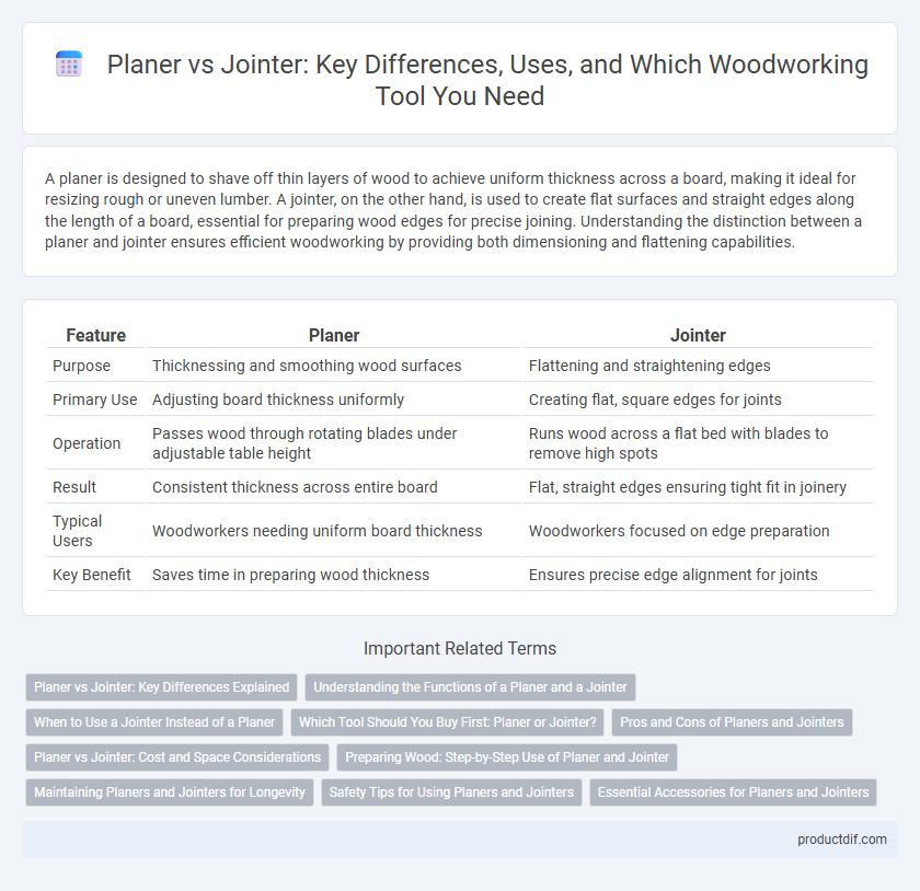 Planer vs Jointer: Key Differences, Uses, and Which Woodworking Tool You Need