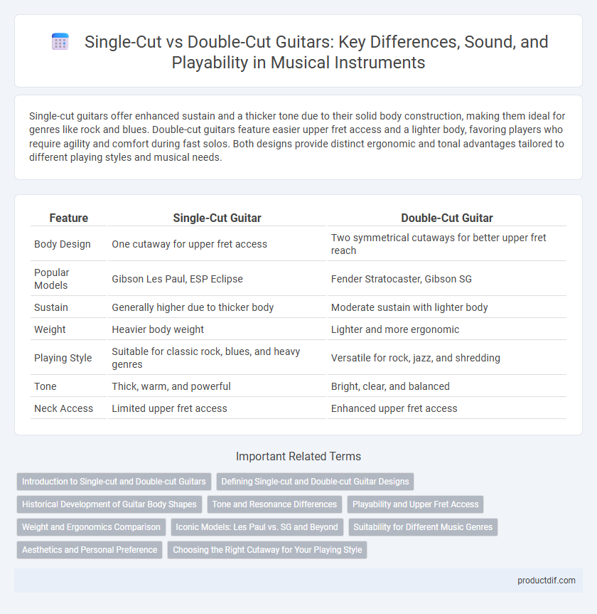 Single-Cut vs Double-Cut Guitars: Key Differences, Sound, and Playability in Musical Instruments